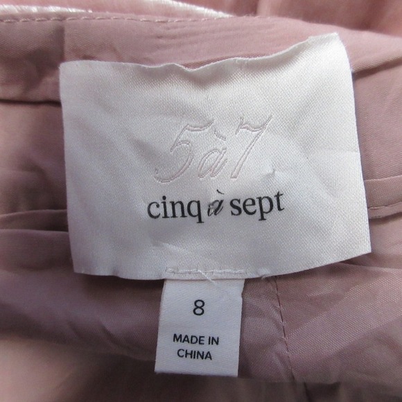 Cinq a Sept 5a7 Velvet Pants Women 8 Pink Rayon Silk Ruffle Wide Leg Luxury 342 - Picture 3 of 11